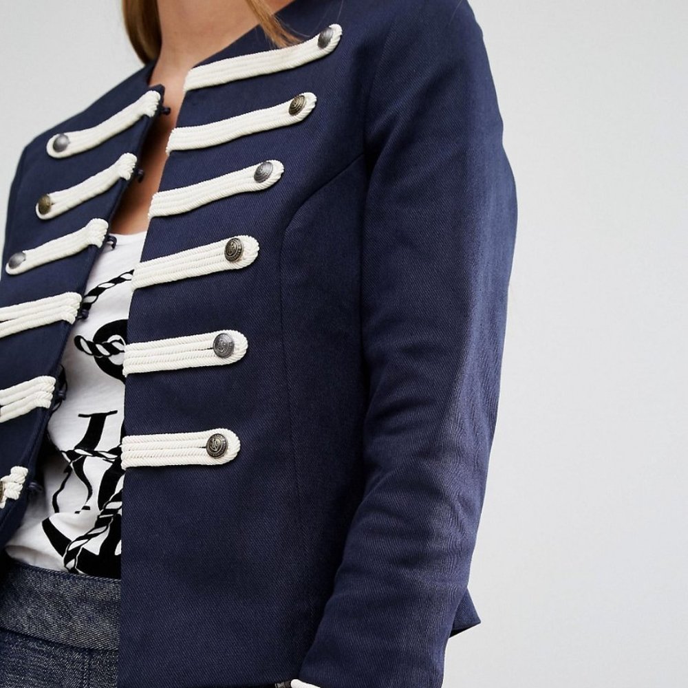 Gigi Hadid x Tommy Hilfiger Rare Navy & White Embroidered Military Jacket - Picture 7 of 10